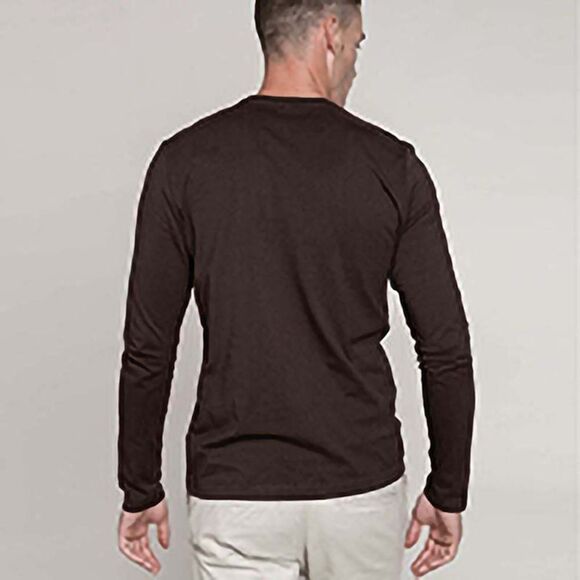 Kariban Mens Slim Fit Long Sleeve Crew Neck / Black - Picture 3 of 5
